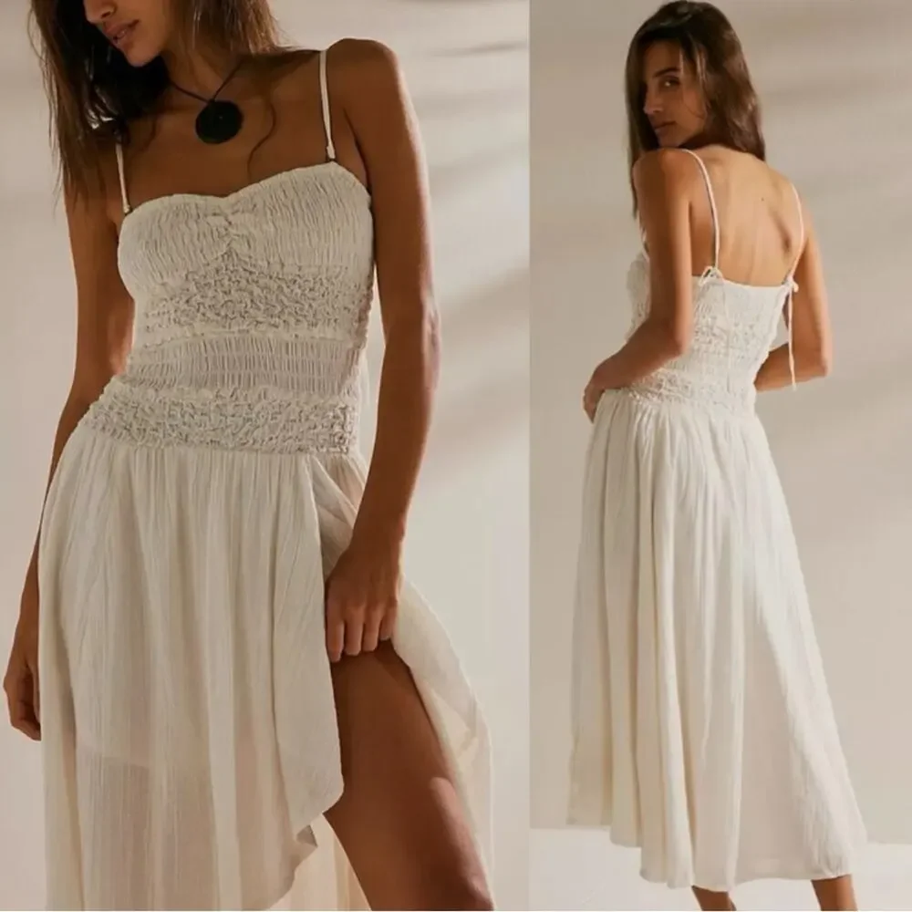Free People Ethereal Fairy Sparkling Moment Midi Dress in White Size Large